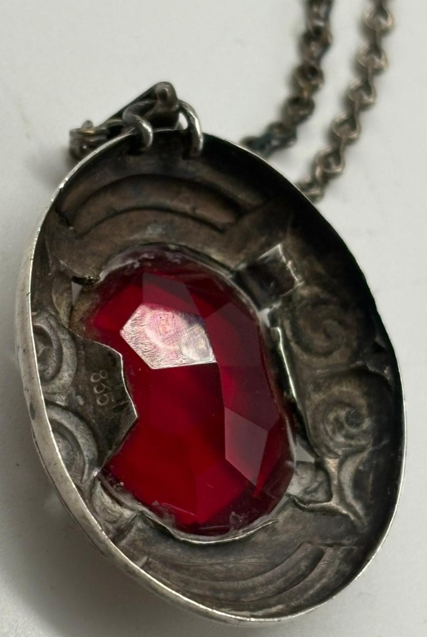 Silver chain 835 with ruby 26 cm - image 8