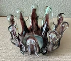Vintage Murano Style Amethyst Purple "Pinched" or "Fingered" Glass Bowl