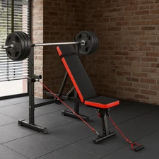 Olympic Weight Bench with Squat Rack Bench Press and Leg Developer Preacher Curl
