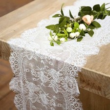4 Pcs White Lace Table Runners 14 x 120 Inch Vintage 14 x 120 inch,