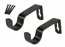 Metal Curtain Rod Rail Brackets Hooks Strong Pole Support Holder 2pcs 28mm UK