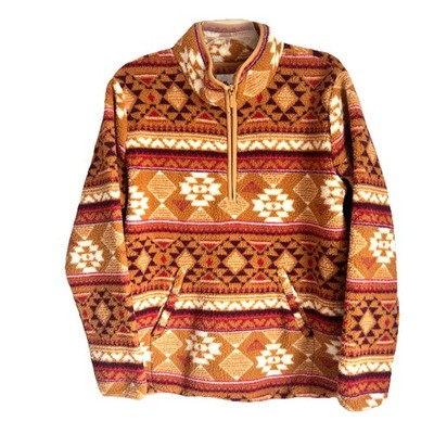 Wrangler Sz L Retro Aztec Women s Sherpa Pullover 1/4 Zip Fleece