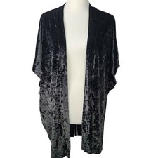 Victoria's Secret Crushed Velvet Robe Black XS/Small Open Kimono Angels Cardigan