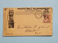 Vtg Pacific Bell Telephone illustrated 19thC postal stamp cover San Francisco