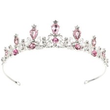 Elegant Pink Alloy Rhinestone Bridal Headband Durable Wedding Hair Decoration
