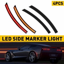 Smoked Front & Rear LED Side Marker Lights Lens For 2014-2019 Chevrolet Corvette