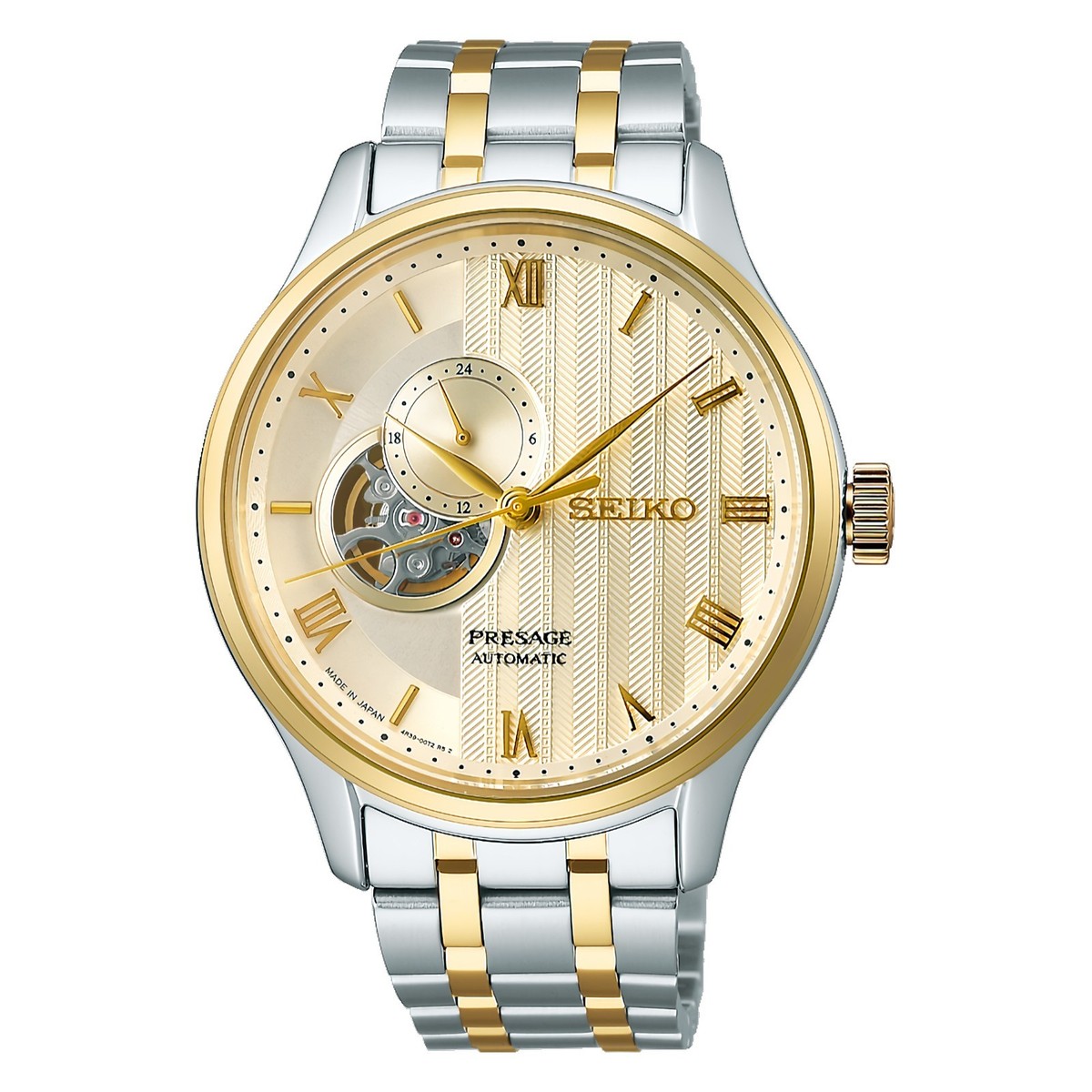 SEIKO Presage 自動巻き時計 シルバー/ゴールド Seiko Presage SSA464J1 Japan Garden Automatic Light Gold Dial Open