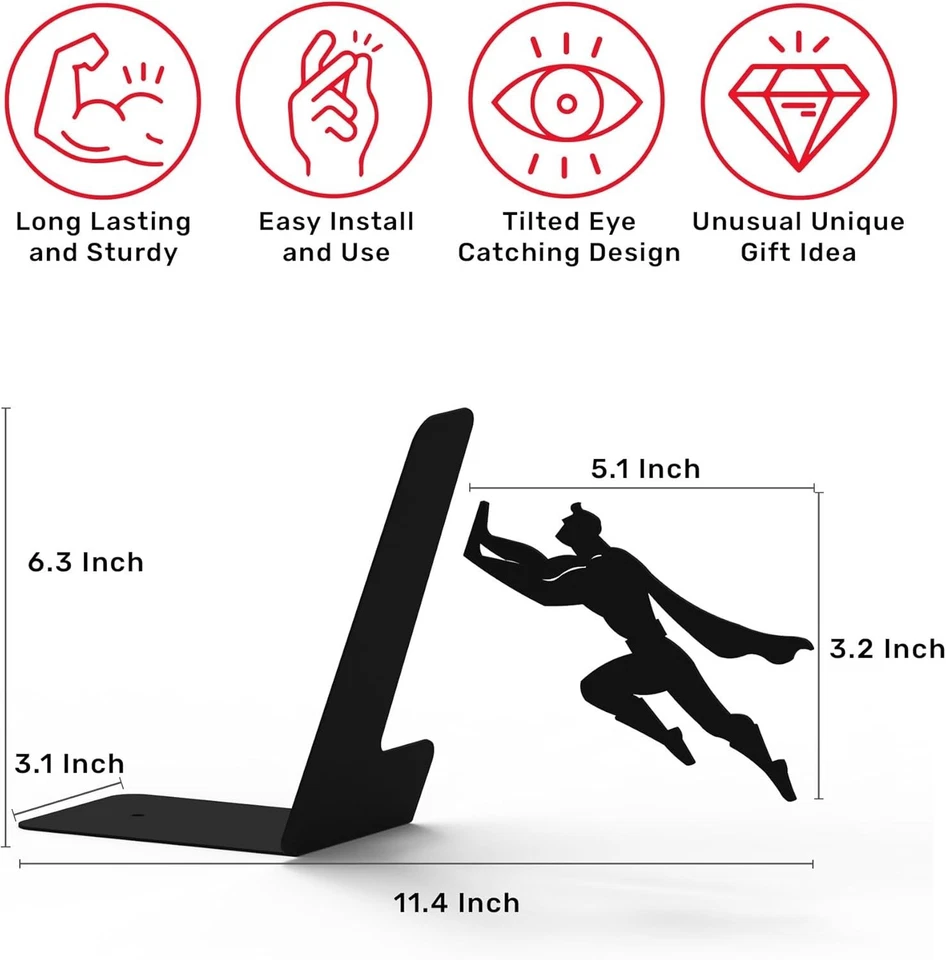 Extremos de libro para sostener libros de alta resistencia - Sujetalibros de metal oculto para estantes escritorio o... Foto 4 de 4