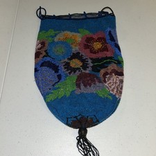 Vintage Purse Fine Micro Beaded Floral Reticule Bag Handbag As Is