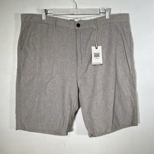 New Rivers Mens Grey Chino Look Linen Blend Stretch Shorts Size 40 Withtag JK173