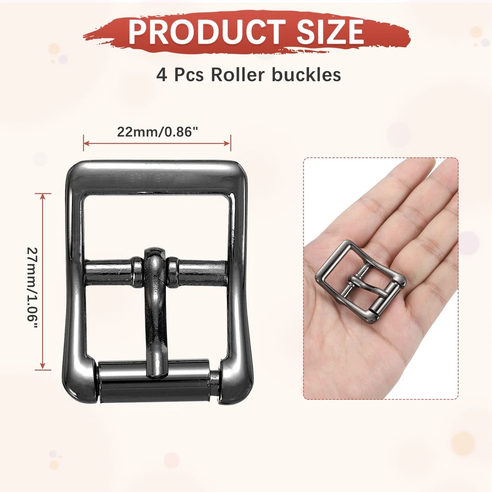 0.86 in Metal Roller Buckle [4Pcs] - Single Prong Buckle - [Black] — 第 3/4 张图片