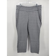 Roz  Ali Women's Geometric Print Pull On Cropped Pants Size 16 Career Casual