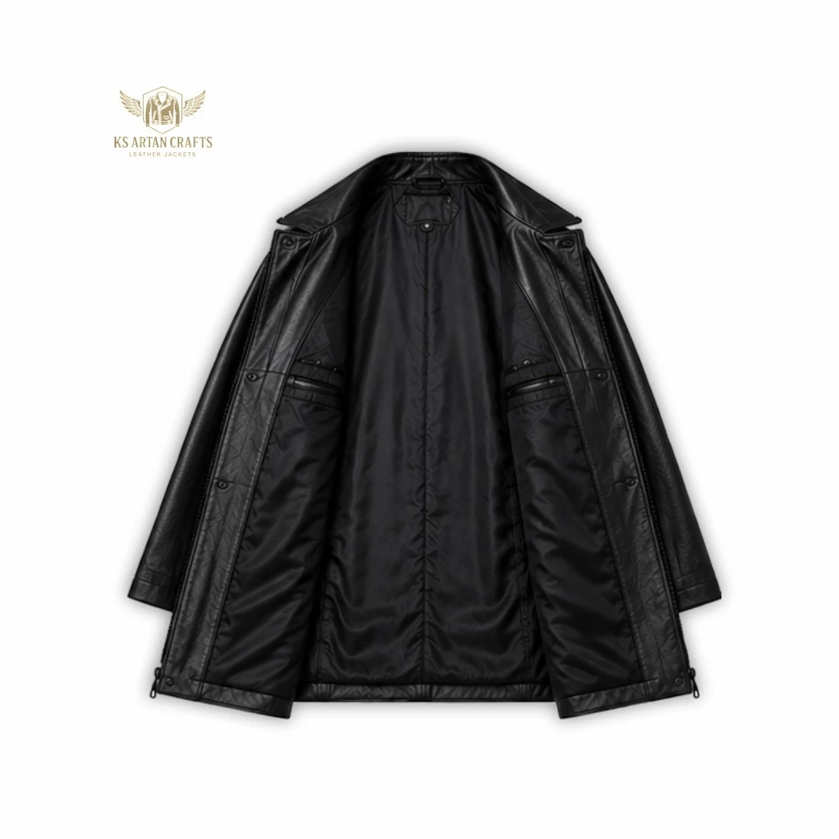 Leather Kimono Jacket Belted Wrap Coat Robe Style Jacket Long Sleeve Outerwear - product detail image 3