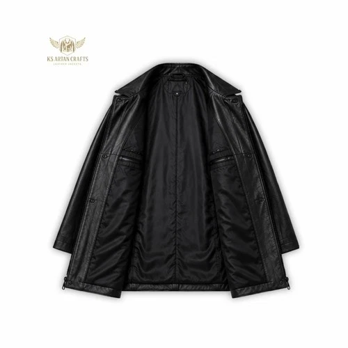 Leather Kimono Jacket Belted Wrap Coat Robe Style Jacket Long Sleeve Outerwear image 3