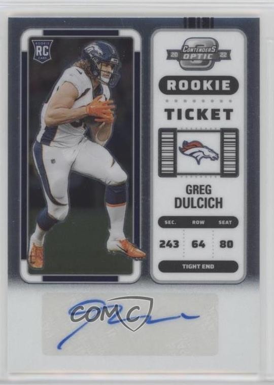 2022 Panini Contenders Optic Rookie Ticket Auto Greg Dulcich #166 Auto 2y0
