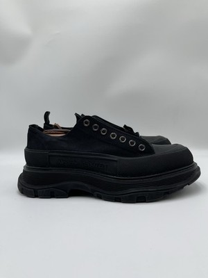 Alexander McQueen black canvas Tread Slick lace-up sneaker Size 43
