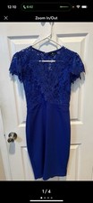 Elegant Sapphire Lace Midi Dress Stretchy