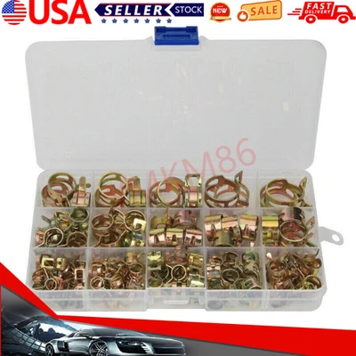 115X Hose Spring Clamps 6-22mm Fastener Fuel Water Line Pipe Air Tube Clips Set - Bild 1 von 4