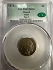 Better date CAC graded AU details 1913-S Type 1 Buffalo Nickel