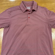 Under Armour Polo Shirt Mens Medium Red Grey HeatGear Loose Golf Performance Top