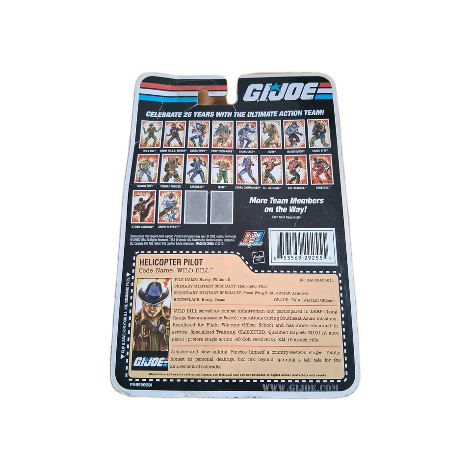Figura de acción GI Joe | Piloto de helicóptero | "Wild Bill" (Nuevo | Sellado) Foto 2 de 2