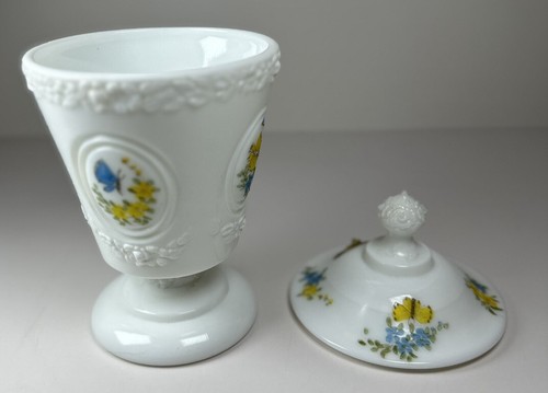 Vintage Fenton White Milk Butterflies & Flowers Candy Dish, HTF, 1960-70! A+Cond - Picture 2 of 21