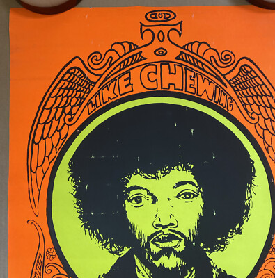Jimi Hendrix original vintage poster blacklight psychedelic 1960s