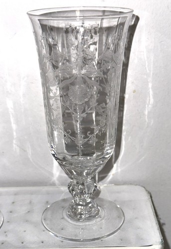 7 Heisey ORCHID CRYSTAL 5 1/4" - 5 oz FOOTED FRUIT TUMBLERS - Picture 2 of 2