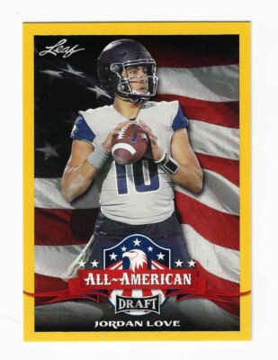 JORDAN LOVE 2020 LEAF DRAFT ALL-AMERICAN GOLD ROOKIE CARD #71 - PACKERS - NM-MNT