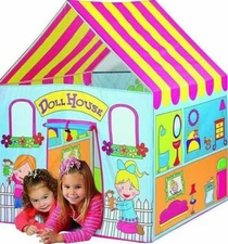 Pop-Up Tent Dollhouse Multicolor Easy Storage Roll Door Age 2-9