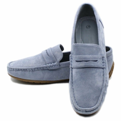 Mocassini Uomo in Camoscio Celeste Scarpe Basse Estive Eleganti Loafer |  eBay