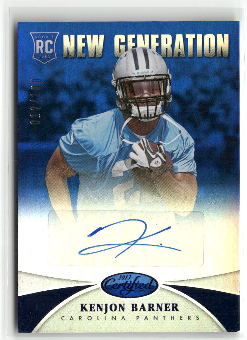 2013 Certified Kenjon Barner Mirror Blue Sigs #/100 RC AUTO PANTHERS ☘️85