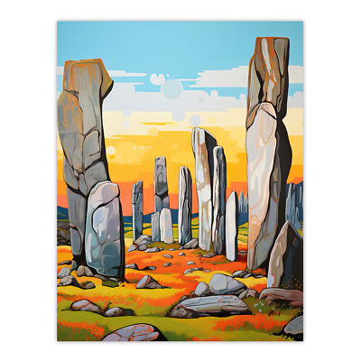 Callanish Standing Stones Vibrant Ancient Stone Circle Wandbild Poster Druck