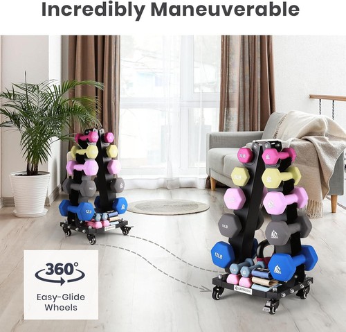 LIONSCOOL Premium Supporto per Manubri in Acciaio Massiccio Solo, Peso Portatile A-Frame - Foto 3 di 12