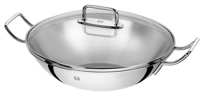 Zwilling Plus Wok Wokpfanne mit Glasdeckel Induktion Edelstahl 18/10 36 cm