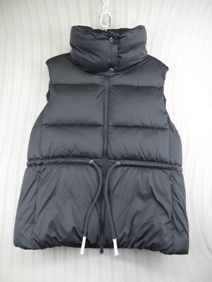NWT Save The Duck Women's Black Puffer Vest Ren High Neck Cinch Waist Size 4/ L