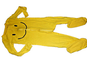 7H 2T The Children's Place SMILEY FACE Yellow Cotton Snug Footed Sleeper Pajamas