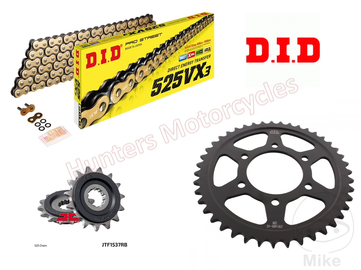 Kawasaki Z1000SX DID Gold X-Ring Chain and JT Black Sprocket Kit