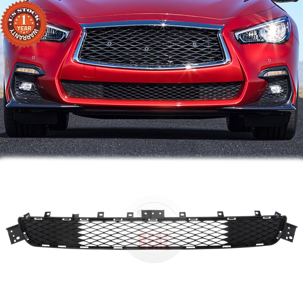 For 2018-2022 Infiniti Q50 Sport Black Front Bumper Lower Grille