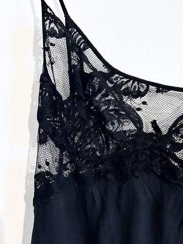 La Perla Lace & Silk Slip Dress Gown Black Cut Out Back Size 2 - Picture 5 of 11