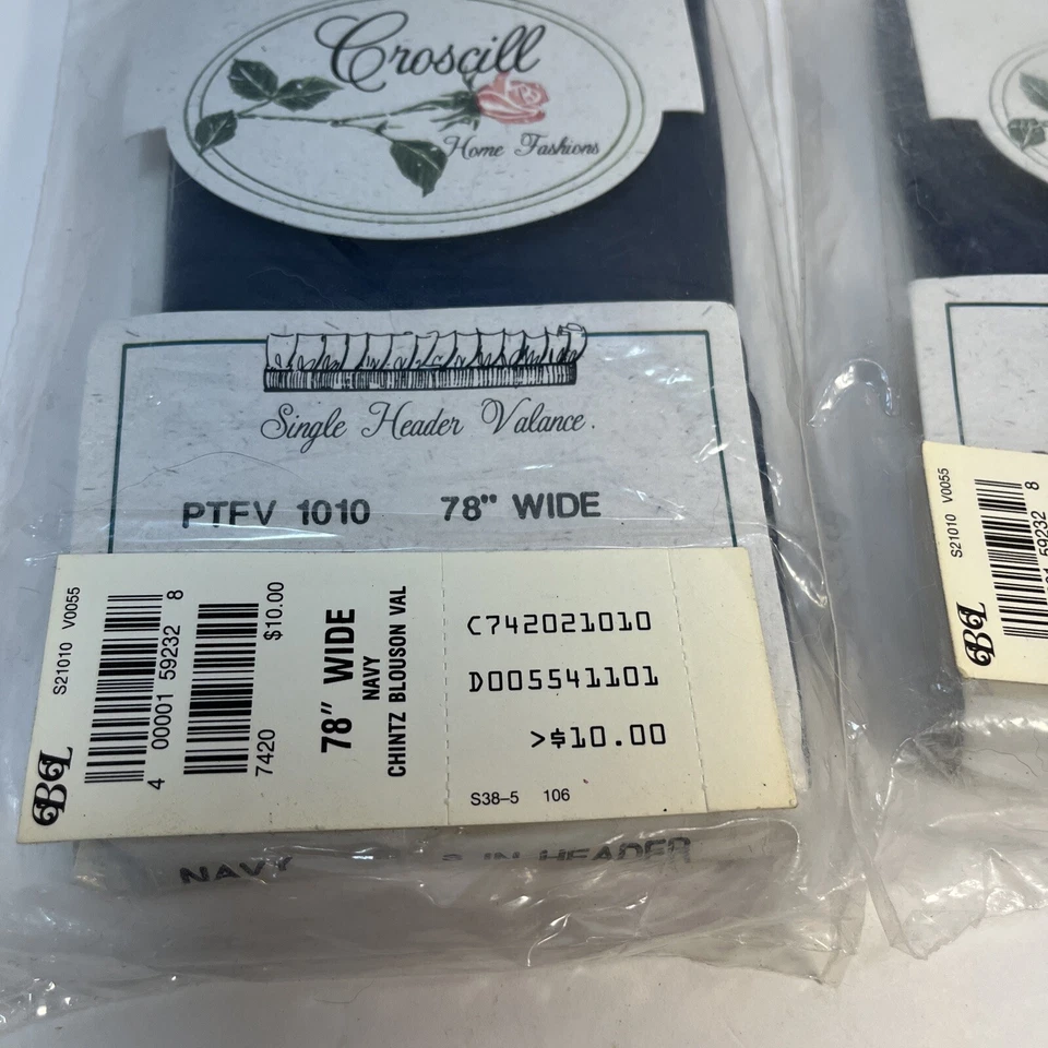 2 Croscill Blue Single Headed Valances 78” Wide New Old Stock Vtg - Image 2 of 4