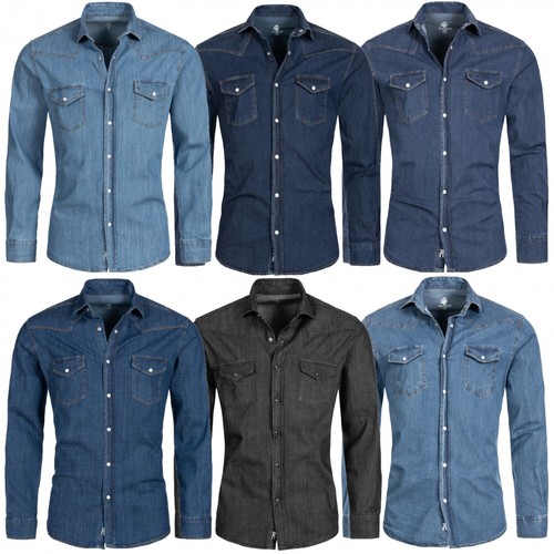 Rock Creek Herren Jeanshemd Denim Blau Herrenhemd Regular Fit Langarm S-XXL M4 - Bild 1 von 23