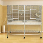 LARGE Double Birdhouse Treehouse Bird Breeder Cage Center Divider Rolling Stand