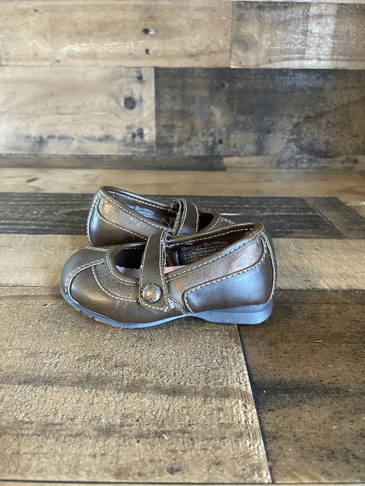 Buster Brown Baby Girl Brown Faux Leather Mary Jane Shoe Sz 4 - Image 2 of 4