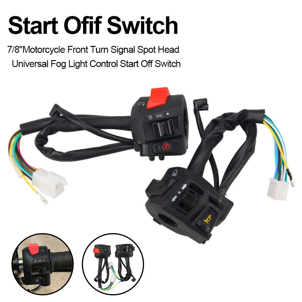 2X Motorcycle 7/8in Handlebar Horn Turn Signal Light Start Button Control Switch - Image 2 of 4