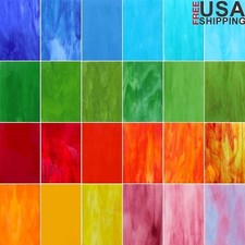 Stained Glass Sheets Variety Pack Mosaic Crafts 24 Unique Glass Pieces New