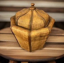 Chinese Bamboo Lidded Grain Storage Basket 15.5” High C-1980