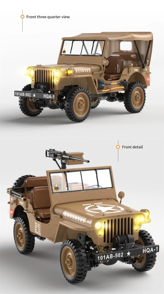 HG4-58 RTR 1/14 4WD RC Car Willys Military Truck for Jeep Off-Road Climbing Winc - Image 4 of 4