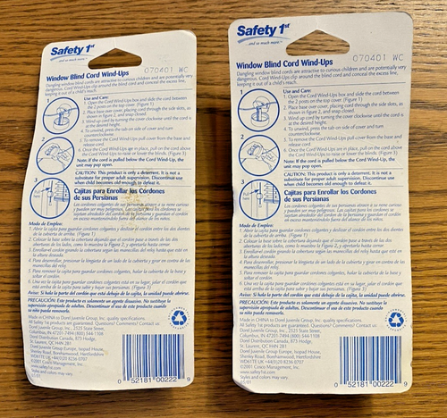 LOT OF TWO (2) Safety 1st 2-Pack Window Blind Cord Wind-Ups White NEW IN PACKAGE - Picture 2 of 10