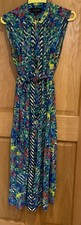 Saloni Sleeveless Round-neck Blue Multi Shirt Dress 12 Races, Wedding. Fab Cond